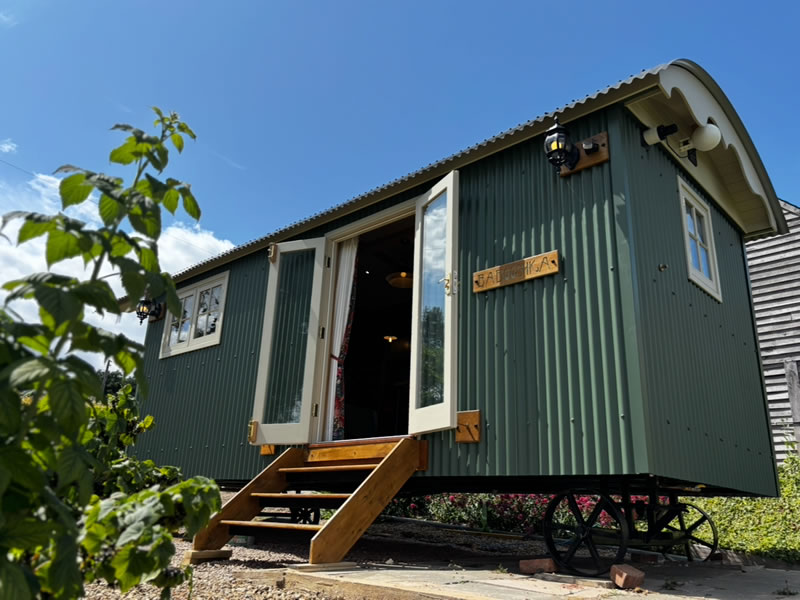 2100-THE-RETREAT-03-FRENCH-DOORS 20ft x 8ft Shepherds Hut - The Retreat - Luxury Shepherds Hut for sale